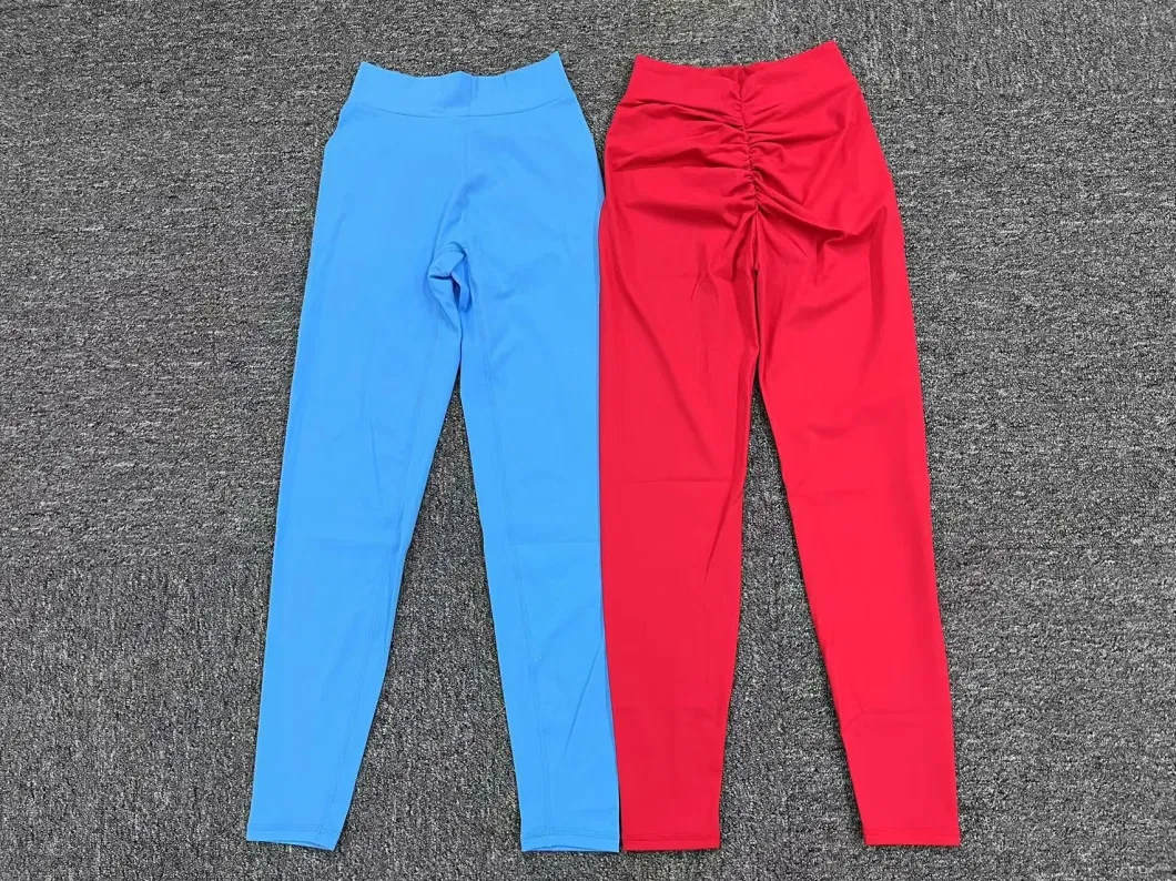 High Quality Lady Solid Color Fitness Yoga Pants V Waist Hip Tight Running Gym Pants Wholesale Sweatpants QS3438